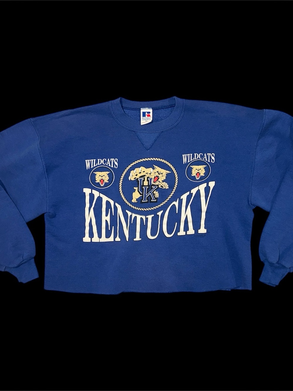 Vintage 1990s University of Kentucky Wildcats Cutoff Cropped Crewneck Sweatshirt